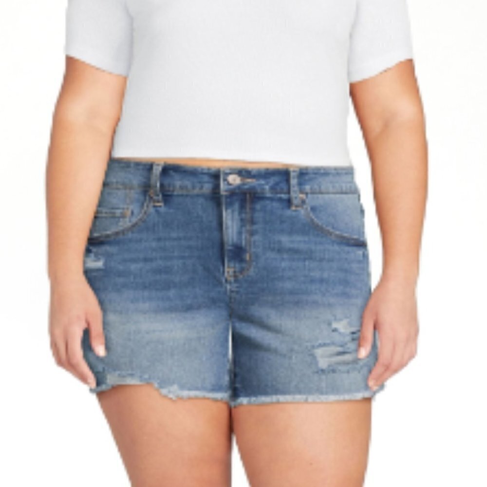 Destructed Denim High-Rise Shorts Junior's Size 21
